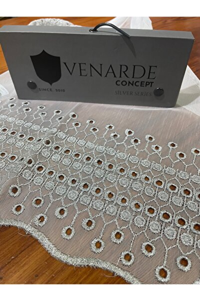VENARDE CONCEPT KETEN EFEKTLİ 3 SIRA BORDÜR GRİ İPLİK TÜL PERDE