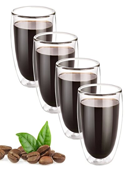 Berdina Home مجموعة من 4 أكواب زجاجية سعة 300 مل مع شفاطات - مقاومة للحرارة، ...