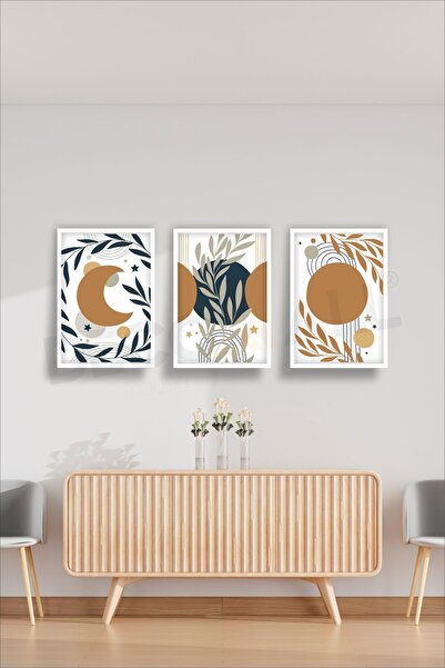 DECOMALL T-1 (50x30cm) Set de 3 postere decorative de perete în stil boem, cu...