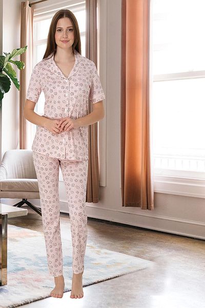 by İGP Women's Short Sleeve Cotton Sleepwear Set with Front Buttons