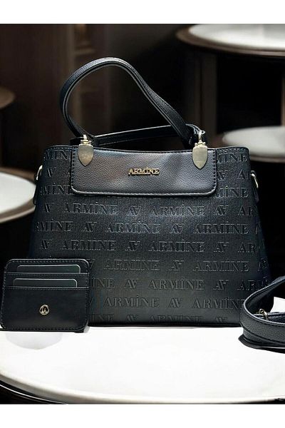 Armine Faux Leather Card Holder and Bracelet Shoulder Bag - Vs.Blkt.0055