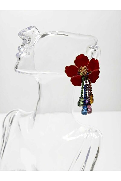 ARBABAG&ACCESSORY SALLANTILI KRİSTAL TAŞLI ÇİÇEK MODELİ KADIN BİJUTERİ KÜPE