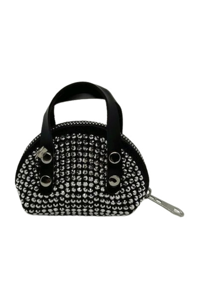 HANDMADE BABOUCHE Women's Small Wallet with Stone Detail - Night and Strap Model