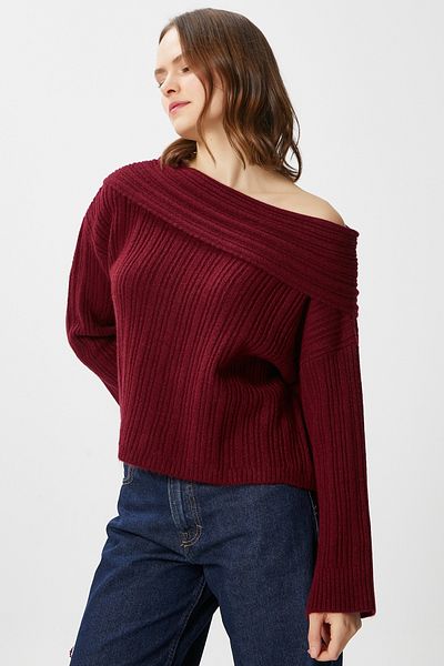 Ritnice Pulover de damă Perla Burgundy cu textura moale
