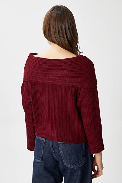 Ritnice Women's Perla Burgundy Soft Textured Sweater