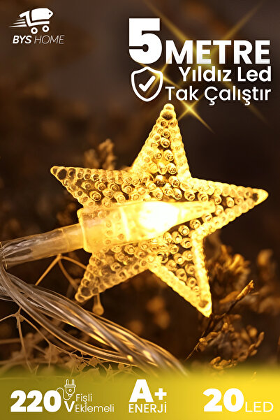 BYSHOME Dekoratif 5 Metre Yıldızlı Pirinç Led Günışığı Renk