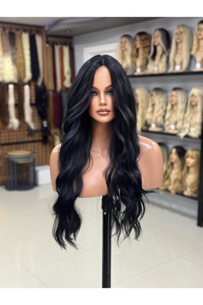 Fenomen Peruk Luxury Siyah Dalgalı Vip Saç Peruk