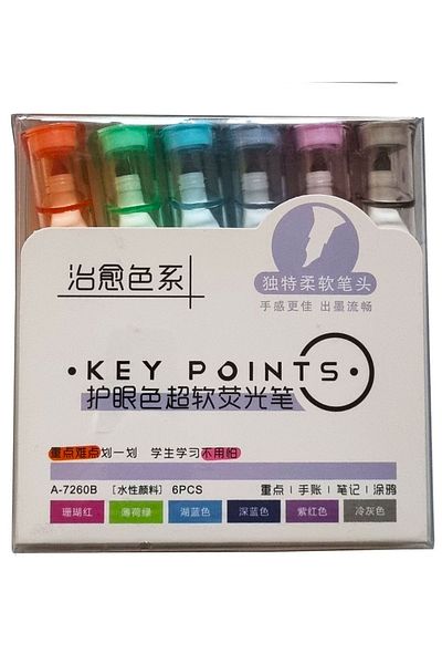 Modellino 6 Pack Matte Pastel Color Key Points Quality Highlighter 7260B