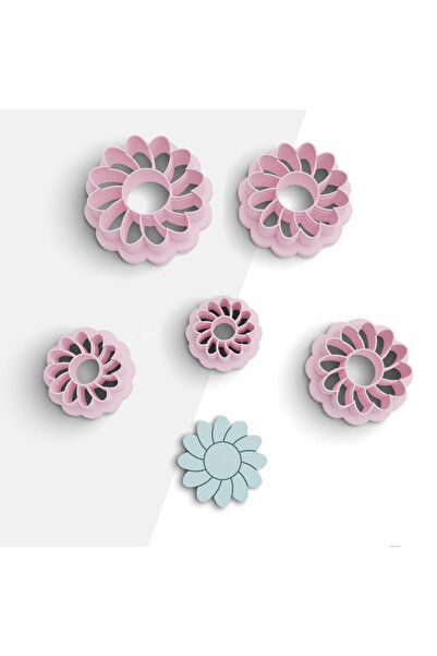 flament aşk Twisted Flower Shaped Polymer Clay Mold, Earring Mold, Dough Mold...