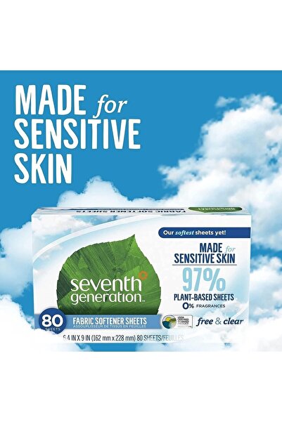 Seventh Generation Fabric Softener Sheets Kurutma Makinesi Mendilleri 80 Adet