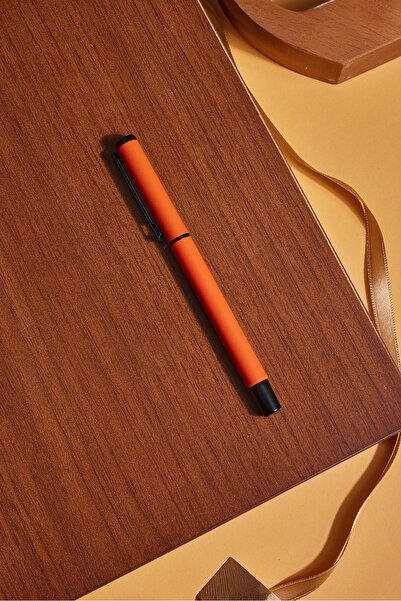 inkglo Turuncu Touch Pen Metal Kişiye Özel Mavi Yazan Tükenmez Kalem