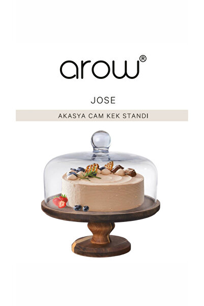 AROW Jose Akasya Standlı Cam Kapaklı Kek Fanusu