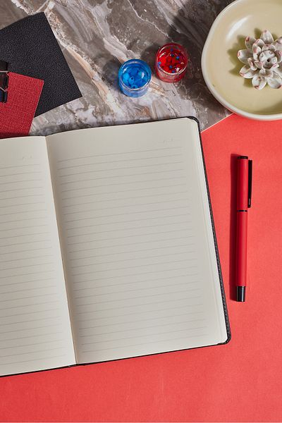 inkglo Tan Striped Notebook Hard Cover Undated Agenda Notepad 13X21 cm