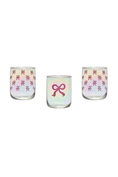 LC Waikiki LCW HOME Pembe Kurdele Baskılı Cam Su Bardağı Seti 3'lü 280 Ml