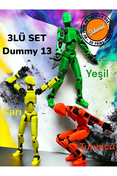Dummy13 Green - Yellow - Orange Figure All Joints Movable Figure Toy 3Pcs