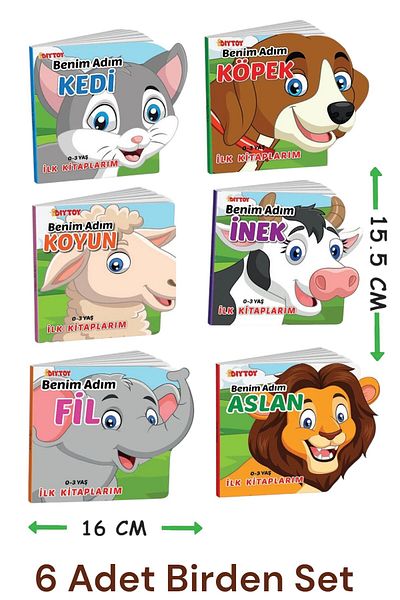 Oyuncakfabrikasi 0-3 Years Old Animal World Set of 6 First Story Books