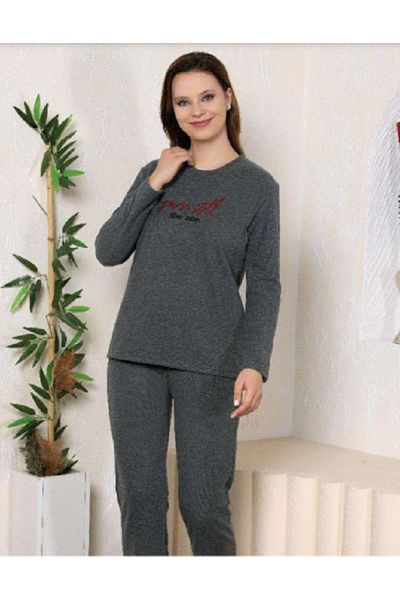 DONWEAR Costum de pijama din bumbac țesut cu guler zero 7809