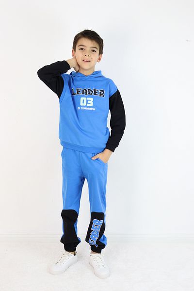 Pijamella Set de 2 piese pentru băiat, hanorac supradimensionat și pantaloni de trening cu talie elastică