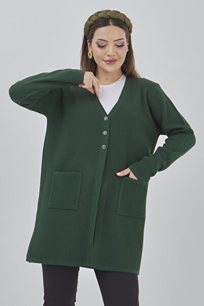 Fresh&Moda Women's Araboy Knitwear Seasonal Pocket Stretchy Lycra Cardigan