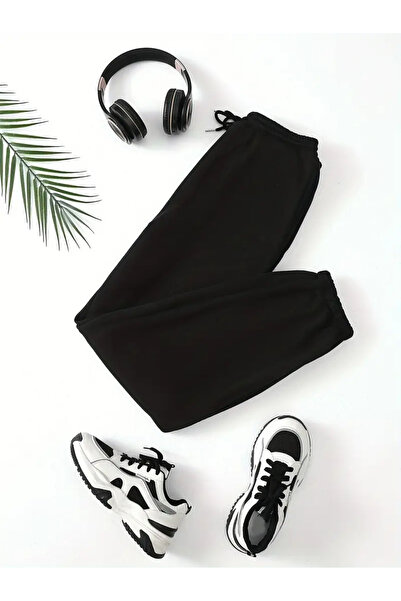 CAONNES Pantaloni de trening negri unisex cu elastic la gleznă ŞAH MODAklkjj