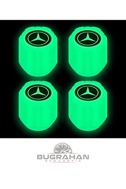 OEM MERCEDES Logolu Yeşil Fosforlu Sibop Kapağı Gece Parlayan Sibob Kapağı