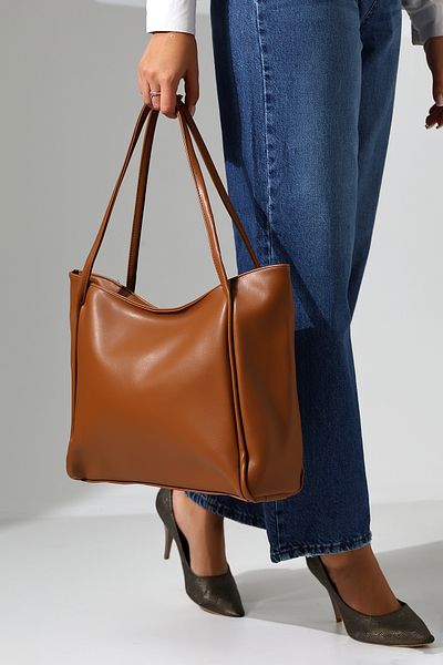 Bagzone - casual μαλακή δερμάτινη τσάντα ώμου μεσαίου μεγέθους