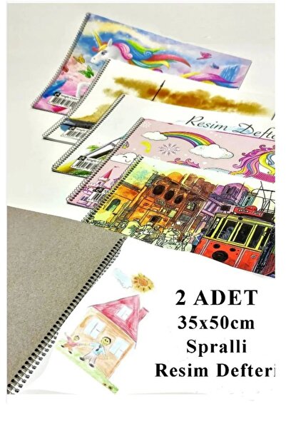 everart Resim Defteri 15 Yaprak 35x50 cm 2 Adet Spiralli Büyük Boy Resim Deft...