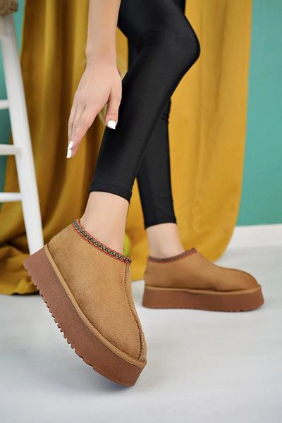 Saks Gardrop Γυναικείες παντόφλες από καστόρι με χοντρή σόλα με τρίχες