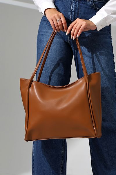 Bagzone - casual μαλακή δερμάτινη τσάντα ώμου μεσαίου μεγέθους