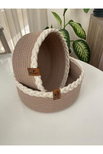 Nev Design مجموعة من سلة الجوت المكونة من قطعتين مع تفاصيل محبوكة