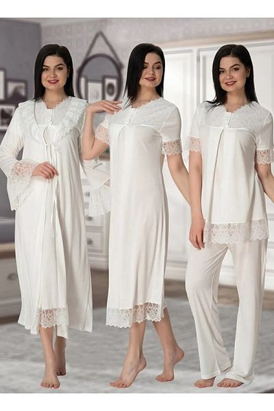 by İGP Maternity Maternity Nightgown Pajamas Set with Dressing Gowns Set of 4