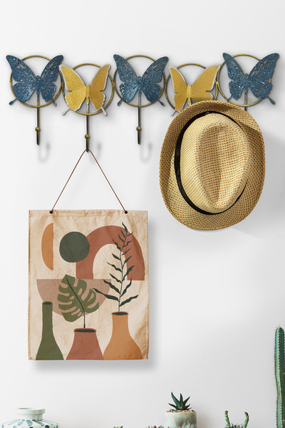 ENZODEKOR Dekorenzo Dekoratif Demir Duvar Askısı - Metal Askılık - Elbise Askısı