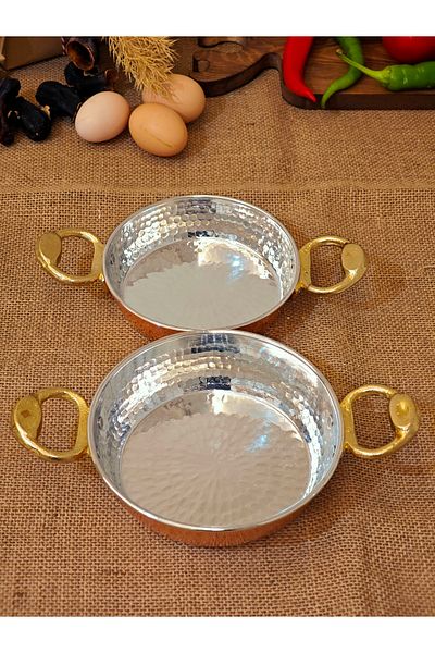 modabakir Copper Pan, Copper Egg Sahani, Real Thick Copper Pan 14-16 cm