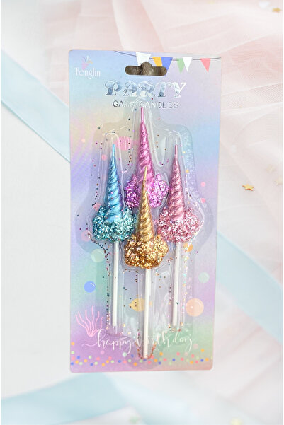 psikopuzzle Unicorn Temalı Pasta Mumu - Doğum Günü Pasta Mum