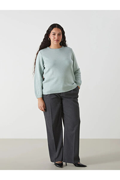 LC Waikiki LCW Grace Yeşil Bisiklet Yaka Desenli Kadın Triko Kazak