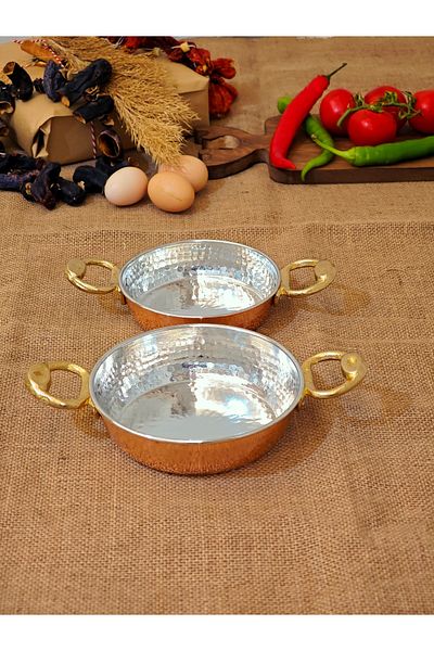 modabakir Copper Pan, Copper Egg Sahani, Real Thick Copper Pan 14-16 cm