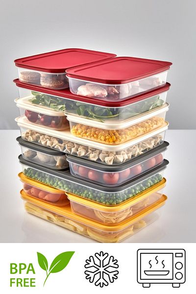 MALİNİ Malini 6-Piece Refrigerator - Storage Set Suitable for Microwave and Freezer 2 X 2600 ml - 4 X 1300 ml