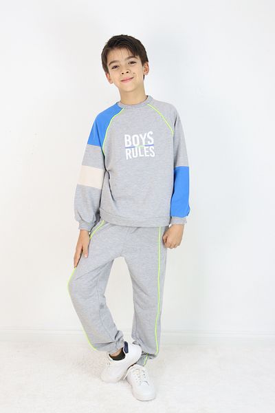 Pijamella Boy's 2-Piece Set Oversize Sweatshirt-Waist Elastic Bottom Tracksuit Set