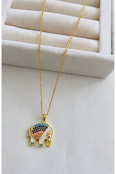 VNS Accessories الصلب اللون الزركون حجر الفيل الشكل قلادة