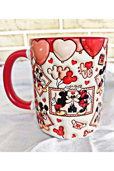 Mugs and love Mickey and minnie love sevgililer günü özel baskı büyük boy por...