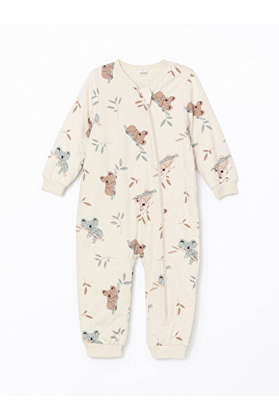 LC Waikiki Beige 1.6 Tog Printed Baby Boy Jumpsuit