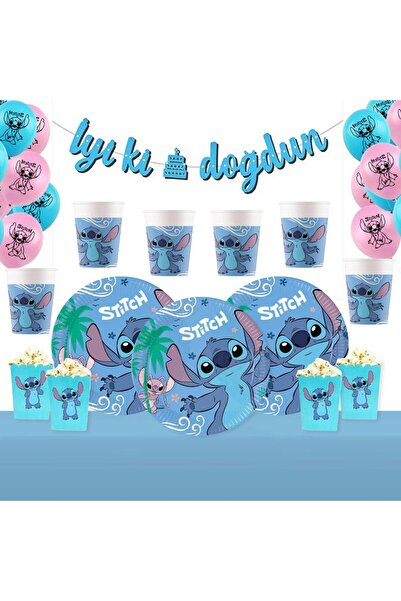 Parti Evreni Stitch Doğum Günü Seti 16 Kişilik