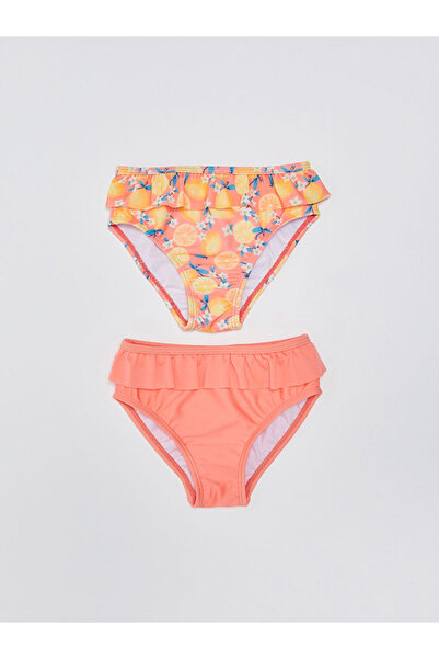 LC Waikiki Turuncu Beli Lastikli Baskılı Kız Bebek Bikini Alt 2'li