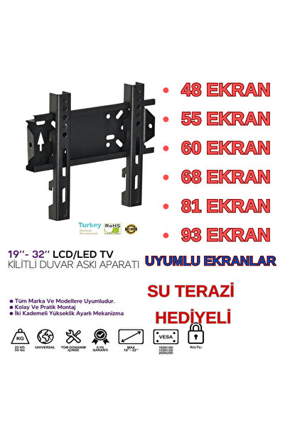 harry SAMSUNG Monitör Televizyon Uyumlu Kilitli Askı Aparatı Sabit 19"/22"/27"/32"/37-48-55-60-68-82-93cm