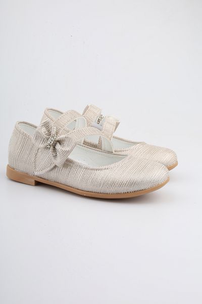 FOLLOWIN Girl's Gold Stone Velcro Bow Ballerina Ballet