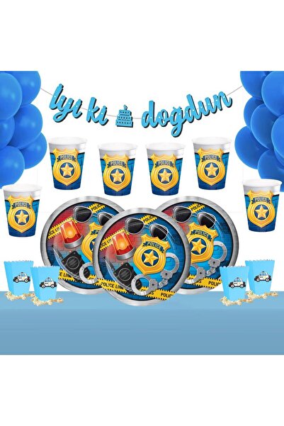Parti Evreni Polis Temalı Doğum Günü Seti 16 Kişilik