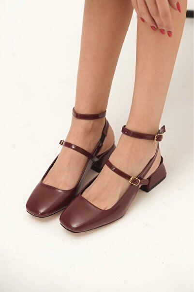 Lizzu Pantofi cu toc joasă Mary Jane pentru damă, din piele lacuită Lovie Bur...