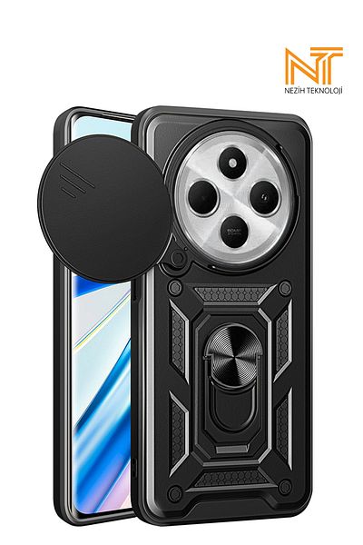 Nezih Case غطاء منزلق لحماية الكاميرا بحامل مغناطيسي متوافق مع هاتف Xiaomi Redmi 14C 4G