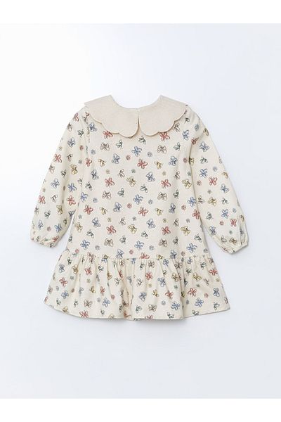 LC Waikiki Lcw Baby Collar Girls Ribbon Pattern Dress