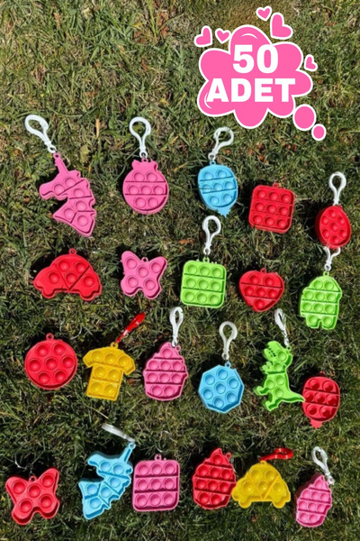 Bundeba 50 Adet Oyuncak Popit Anahtarlık Doğum Günü Karne Hediyesi